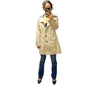Michael Michael Kors Trench Coat size S tan beige belted orange accents